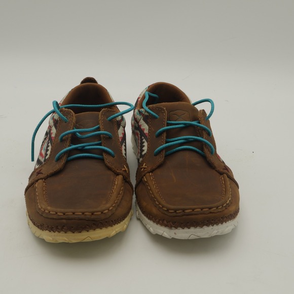 Twisted X womens shoes 6.5 Brown Leather Driving Moc Aztec Accent - Picture 3 of 13